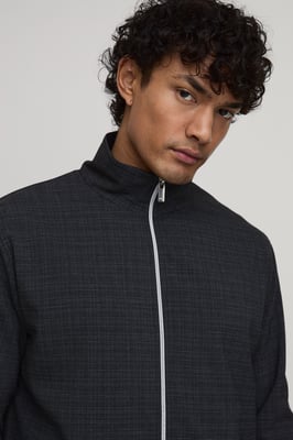 Micro Check Double Zip Funnel Neck Regular Fit Harrington Co-ord