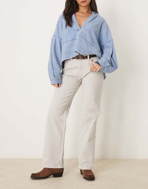 Abercrombie & Fitch low rise baggy fit jean in beige