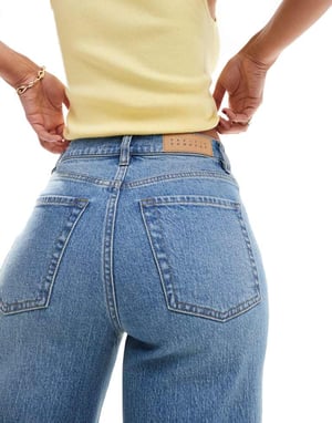 Pacsun hepburn low rise distressed baggy jeans in mid wash blue