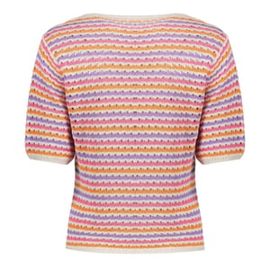 Geisha 64088-70 718 pullover multi col stripe s/sl ecru/purple/orange/cyclame