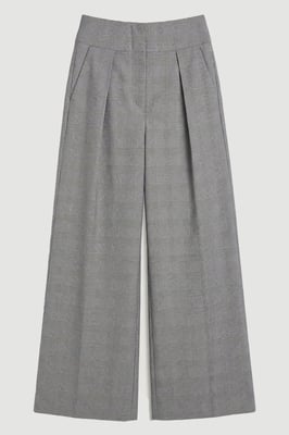 Soft Tailored Check High Waist Wide Leg Trouser