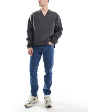 Farah elm slim jeans in midwash blue