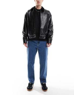 Farah hawtin relaxed fit jeans in midwash blue