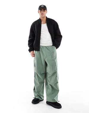 ASOS DESIGN parachute cargo trouser in green