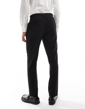 ASOS DESIGN slim suit trousers in subtle black herringbone