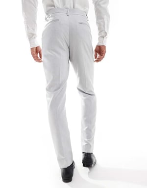 ASOS DESIGN slim suit trousers in grey herringbone