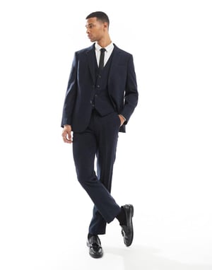 ASOS DESIGN slim suit trousers in tonal navy check
