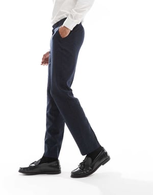 ASOS DESIGN slim suit trousers in tonal navy check