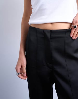 Topshop satin straight leg with side split trouser in black