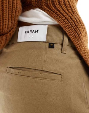 Farah Norwood regular fit workwear chino trousers in beige