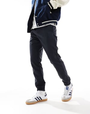 French Connection utility tech cuffed trousers in navy