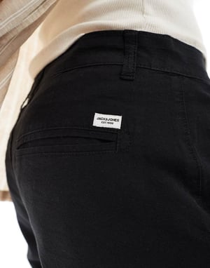 Jack & Jones linen mix chino in black