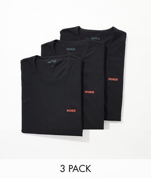 Hugo Bodywear triplet pack t-shirt in black