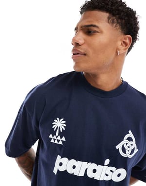 ASOS DESIGN oversized t-shirt with football front print in navy