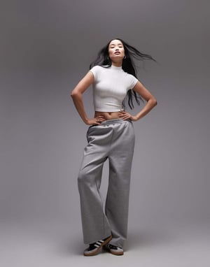 Calvin Klein Jeans high neck rib top in white