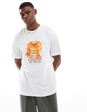 ONLY & SONS oversized t-shirt with pancakes print in white