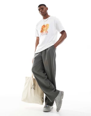 ONLY & SONS oversized t-shirt with pancakes print in white