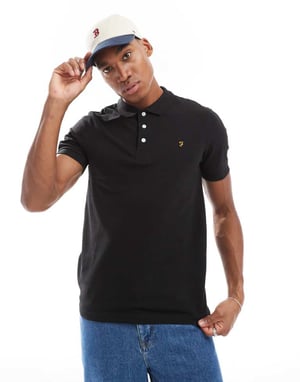 Farah blanes short sleeve polo shirt in black