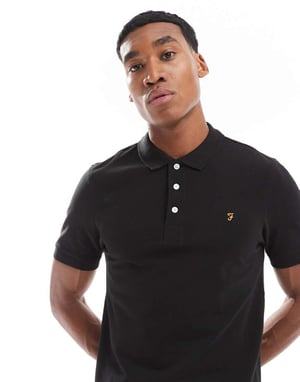 Farah blanes short sleeve polo shirt in black