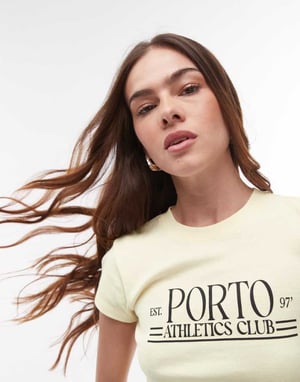 Topshop graphic Porto baby tee in buttermilk