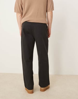 Selected Tony wide leg pleated cordura trouser in black