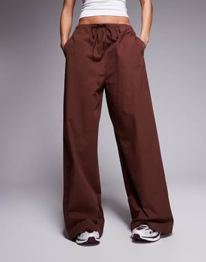 ASOS DESIGN wide leg trouser co-ord in brown