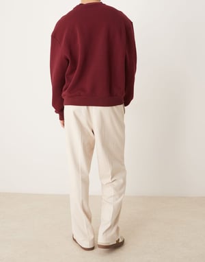 ASOS DESIGN smart wide leg trousers with side piping in stone