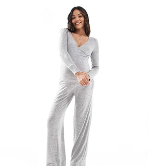 Mamalicious Maternity supersoft cuffed jogger co-ord in light grey melange