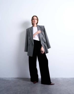 Topshop velvet tie waist jogger in black