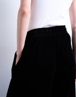 Topshop velvet tie waist jogger in black