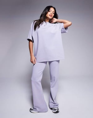 ASOS DESIGN co-ord interlock flared jogger in grey