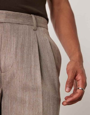 ASOS DESIGN straight leg suit trousers in light brown herringbone