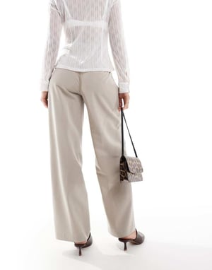 Miss Selfridge tailored fold over waistband trouser in stone