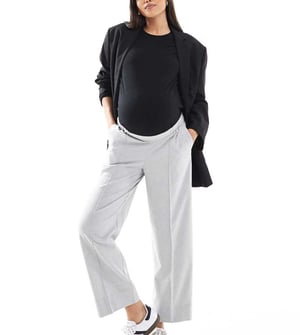 ASOS DESIGN Maternity ankle grazer tailored pull on trouser in grey