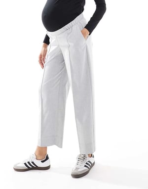 ASOS DESIGN Maternity ankle grazer tailored pull on trouser in grey
