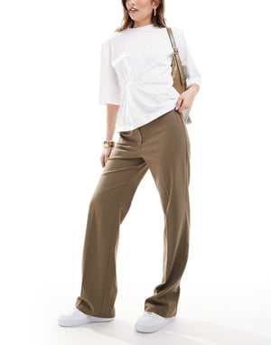 ASOS DESIGN tailored slim straight trousers in olive