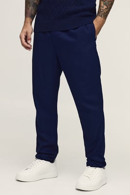 Slim Fit  Half & Half Waist Linen Blend  Trouser