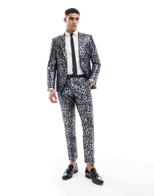 Twisted Tailor suit trousers in mono leopard co-ord