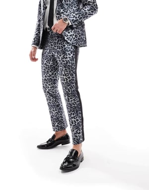 Twisted Tailor suit trousers in mono leopard co-ord