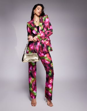 ASOS LUXE co-ord tailored trouser in dark blurred floral print
