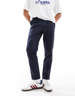 ASOS DESIGN tapered trousers in navy