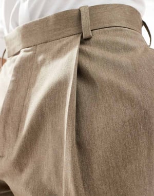 ASOS DESIGN smart tapered fit premium trousers in stone melange
