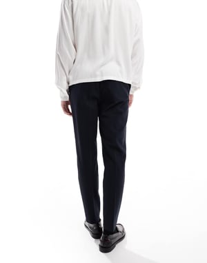ASOS DESIGN smart tapered fit trousers in navy