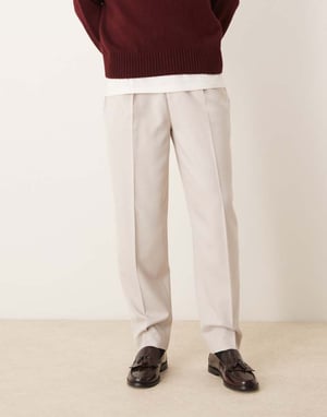 ASOS DESIGN smart oversized tapered trousers in stone micro texture