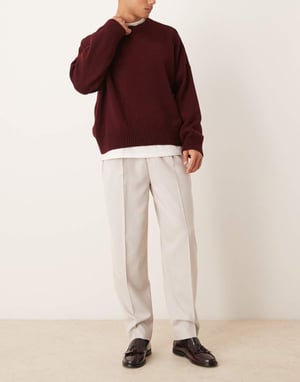 ASOS DESIGN smart oversized tapered trousers in stone micro texture