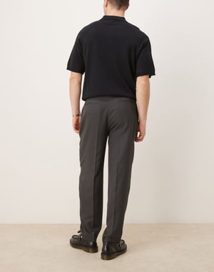 ASOS DESIGN smart oversized tapered trousers in black micro texture