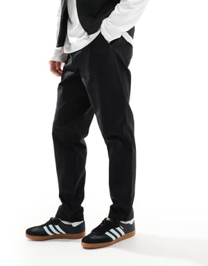ASOS DESIGN tapered pull on trouser with back pocket patch in black