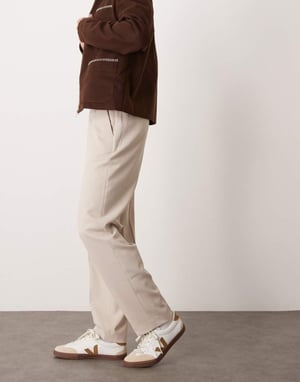 ASOS DESIGN smart textured oversized tapered trouser in white