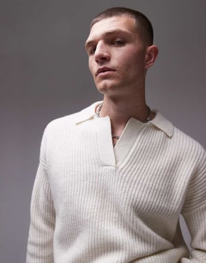 Topman relaxed fit lambswool crew jumper in ecru