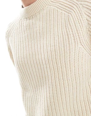 COLLUSION knitted crew neck jumper in ecru